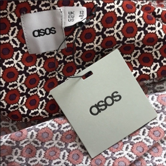 NEW NWT ASOS Retrotile Print long Sleeve Jumpsuit Lightweight Surplice V-neck 8 - Picture 9 of 9